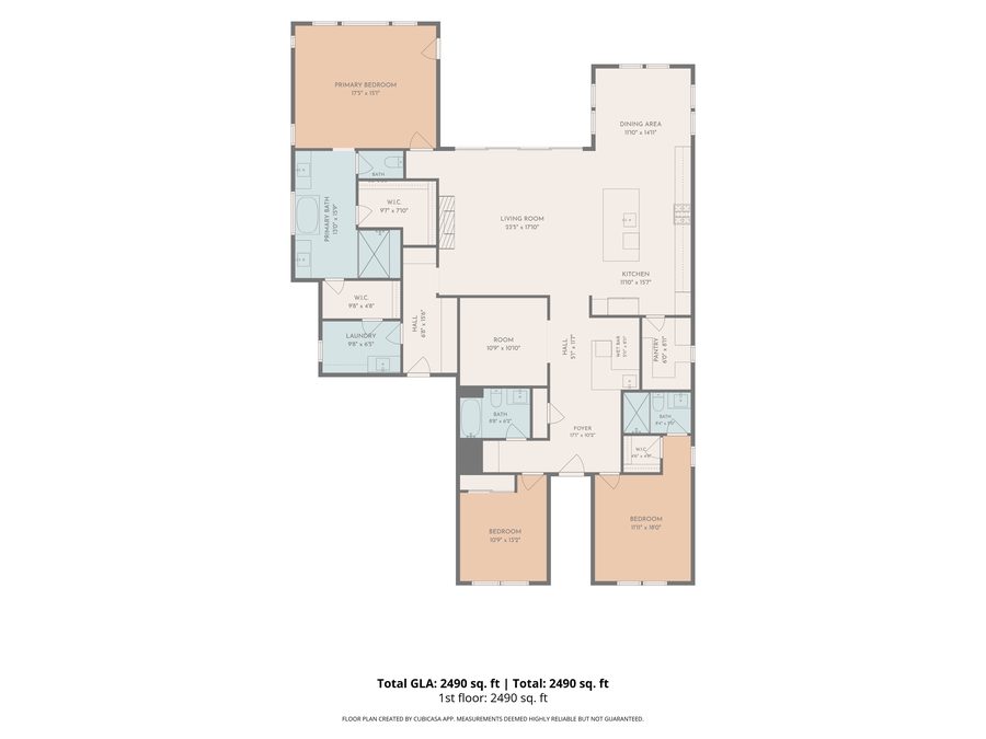 Sample 2D floor plan with room measurements