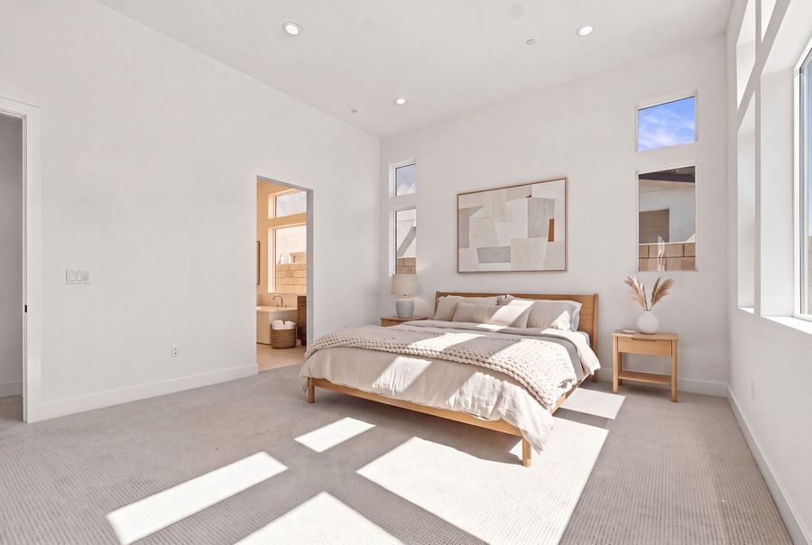 Bedroom furnished through virtual staging
